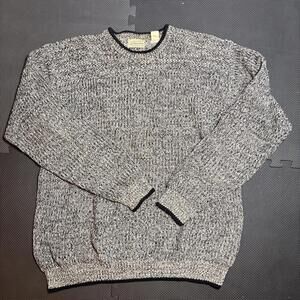 Vintage St Johns Bay Sweater Mens Medium Multi Geometric Grandpa Knit Chunky 90s